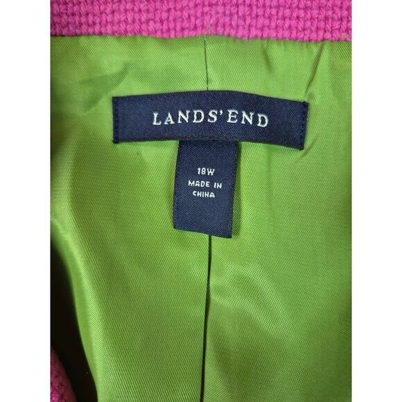 Lands End Pink Blazer Green Satin Lining Wool Blend Vented Plus SZ 18W NWOT - Picture 4 of 6
